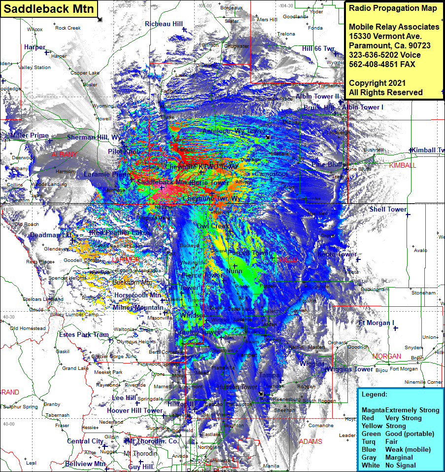 heat map radio coverage Saddleback Mtn